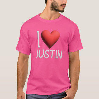 T-shirt J'aime Justin Nom Personnalisé Homme Mec Meilleur