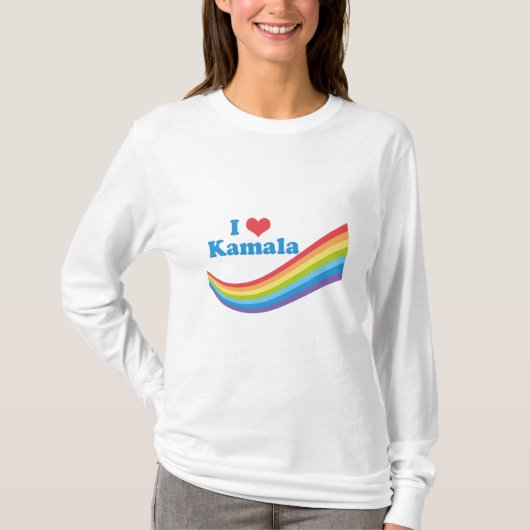 T-shirt J'Aime Kamala Arc-En-Ciel Mignonne Élection Longue (Devant)