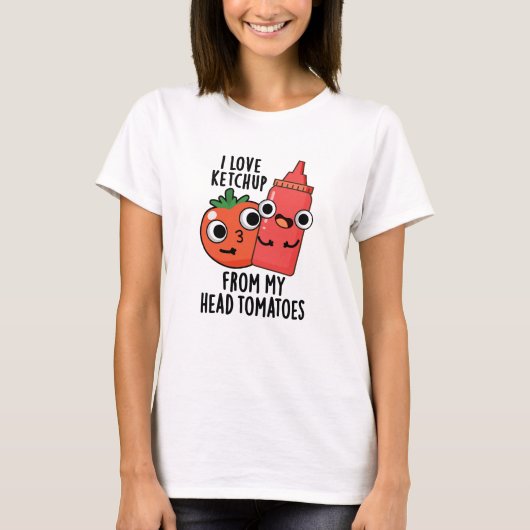 T-shirt J'Aime Ketchup De Ma Tête Tomates Pun Alimentaire (Devant)