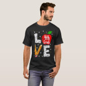 T-shirt J'aime la 4e année Apple Enseignant de rentrée (Devant entier)
