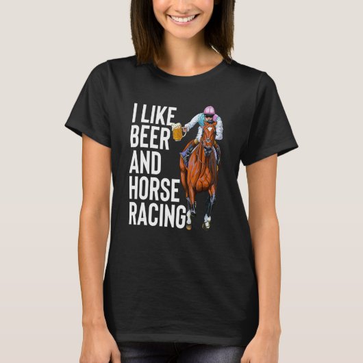 T-shirt J'Aime La Bière Et La Course À Cheval 3 Personnes  (Devant)