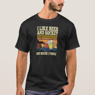 T-shirt J'Aime La Bière Et Le Hockey Et Peut-Être 3 Person