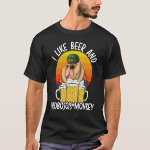 T-shirt J'Aime La Bière Et Le Proboscis Singe Animaux Sauv