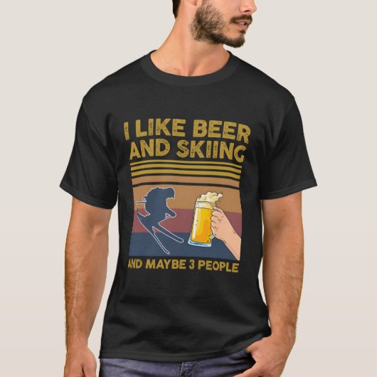 T-shirt J'Aime La Bière Et Le Ski Et Peut-Être 3 Personnes (Devant)