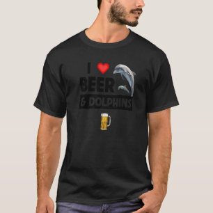 T-shirt J'aime la bière et les dauphins buvant la vie aqua