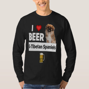 T-shirt J'aime la bière et les spaniels tibétains Maman Pa
