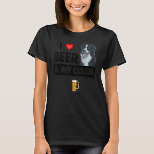 T-shirt J'Aime La Bière Et Ma Frontière Collie Maman Papa 