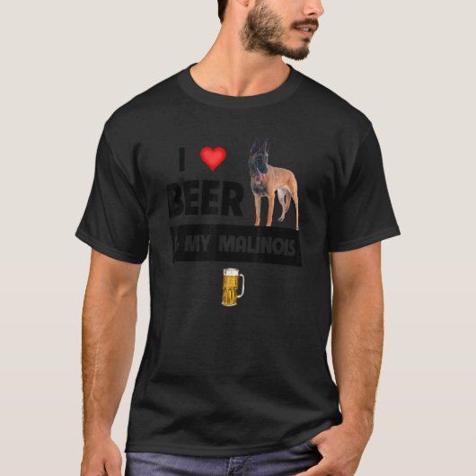 T-shirt J'Aime La Bière Et Mon Belge Malinois Maman Papa C (Devant)