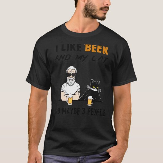 T-shirt J'Aime La Bière Et Mon Chat Et Peut-Être 3 Personn (Devant)