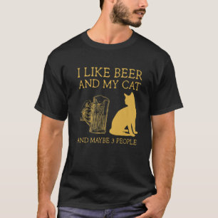 T-shirt J'Aime La Bière Et Mon Chat Et Peut-Être 3 Personn