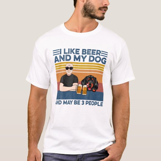 T-shirt J'Aime La Bière Et Mon Chien Et Peut-Être 3 Person (Devant)