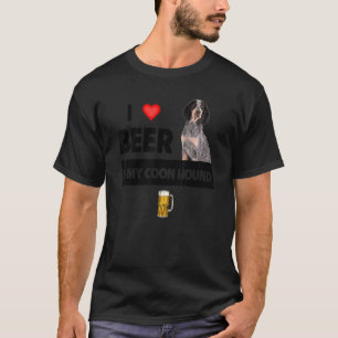 T-shirt J'Aime La Bière Et Mon Coonhound Maman Papa Chasse