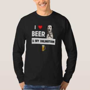 T-shirt J'Aime La Bière Et Mon Dalmatien Maman Papa Chien 