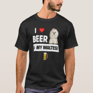 T-shirt J'Aime La Bière Et Mon Maltais Maman Papa Maltipoo