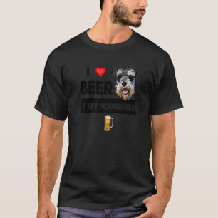 T-shirt J'Aime La Bière Et Mon Schnauzer Maman Papa Chien