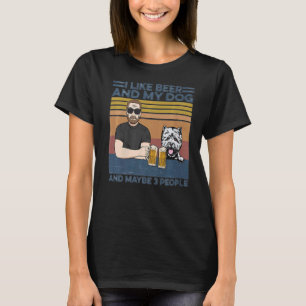 T-shirt J'aime la bière mon chien et peut-être 3 personnes