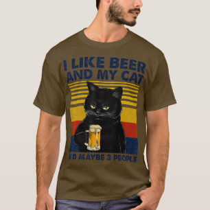 T-shirt J'aime la bière My Cat et peut-être 3 personnes dr