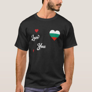 T-shirt J'aime la Bulgarie avec le drapeau bulgare dans un