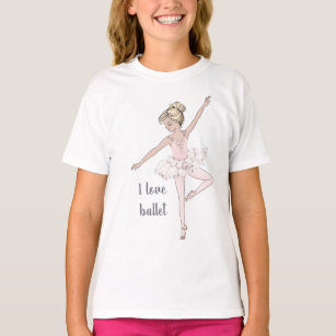 T-shirt J'aime la danseuse fascinante de ballerine de rose