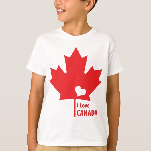 T-shirt J'aime la feuille d'érable du Canada (Devant)
