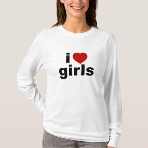 T-shirt J'aime la longue douille des filles aa Hoody