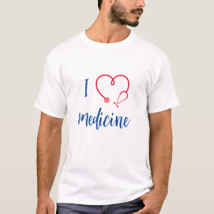 T-shirt "J'aime la médecine" stethoscope médecin cadeau