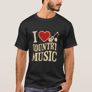 T-shirt j'aime la musique country drôle banjo et guitarist