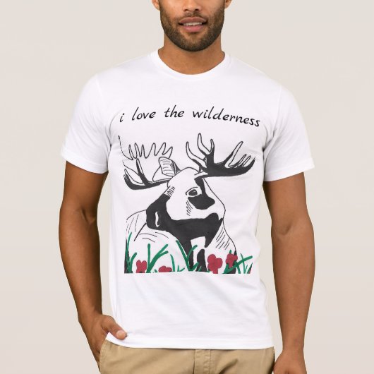 T-shirt J'aime la nature de l'orignal Fleur sauvage rustiq (Devant)
