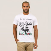 T-shirt J'aime la nature de l'orignal Fleur sauvage rustiq (Devant entier)