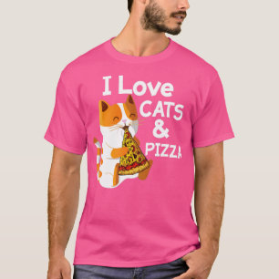 T-shirt J'Aime La Pizza Et Les Chats Drôle Chat