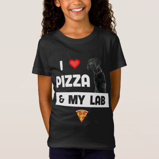 T-Shirt J'Aime La Pizza Et Mon Black Lab Chien Pepperoni F (Devant)