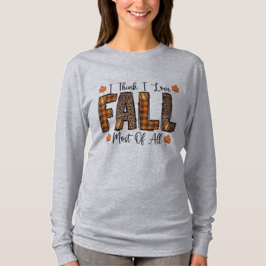 T-shirt J'aime la plaid de buffle d'automne Impression de (Devant)