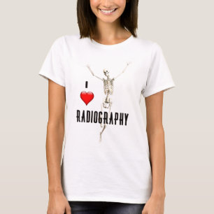 T-shirt "J'aime la radiographie" avec le squelette joyeux