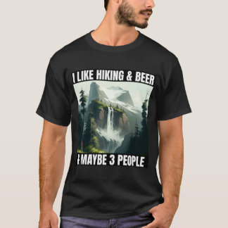 T-shirt J'aime la randonnée et la bière et peut-être 3 per
