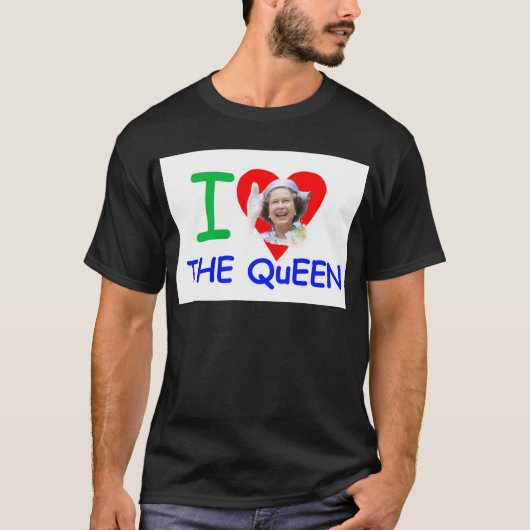 T-shirt J'aime la Reine - Reine Elizabeth II (Devant)
