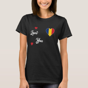T-shirt J'aime la Roumanie avec le drapeau roumain dans un