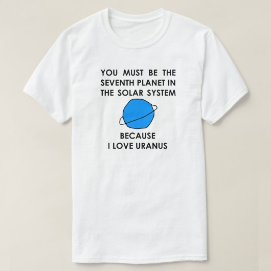 T-shirt J'aime la septième planète Système solaire Uranus (Design devant)