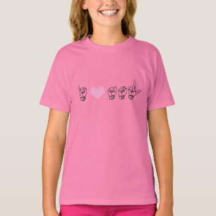 T-shirt J'aime la sonnerie T de filles d'ASL (langue des