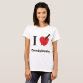 T-shirt J'aime la Transylvanie (la police érodée par noir) (Devant entier)