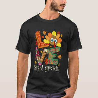 T-shirt J'aime la Turquie de 2e année Thanksgiving automne