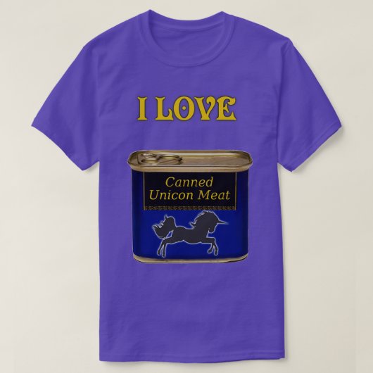 T-shirt J'aime la viande Unicorne en conserve (Design devant)