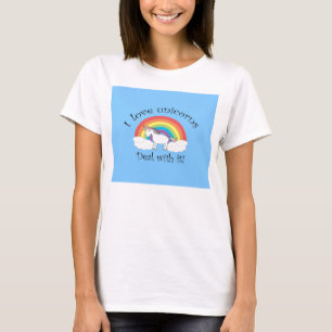 T-shirt J'aime l'affaire de licornes avec elle bleue