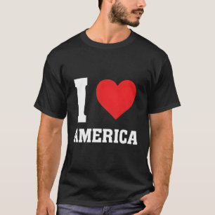 T-shirt J'Aime L'Amérique Fier Américain Rouge Bleu Bleu B
