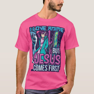 T-shirt J'Aime L'Anime Mais Jésus Arrive Premier Anime - M
