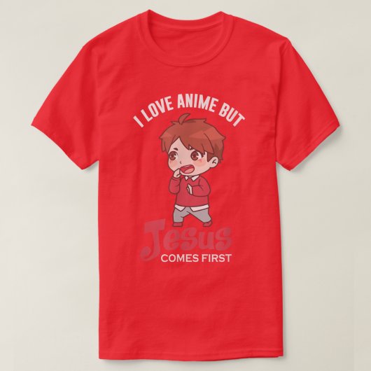 T-shirt J'Aime L'Anime Mais Jésus Est Le Premier Japa Chré (Design devant)
