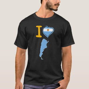 T-shirt J'aime l'Argentine Drapeau argentin en forme de he