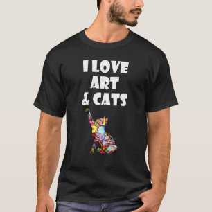 T-shirt J'aime l'art et les chats Kitty Chat Félin Cadeau
