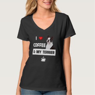 T-shirt J'Aime Le Café Et Mon Chien De Boston Terrier Mama