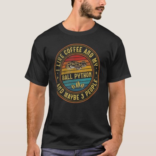 T-shirt J'Aime Le Café Et Mon Python Ball Et Peut-Être 3 P (Devant)