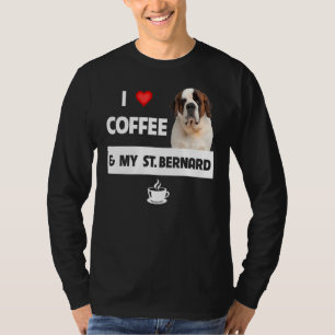 T-shirt J'Aime Le Café Et Mon St Bernard Papa Papa Chien A